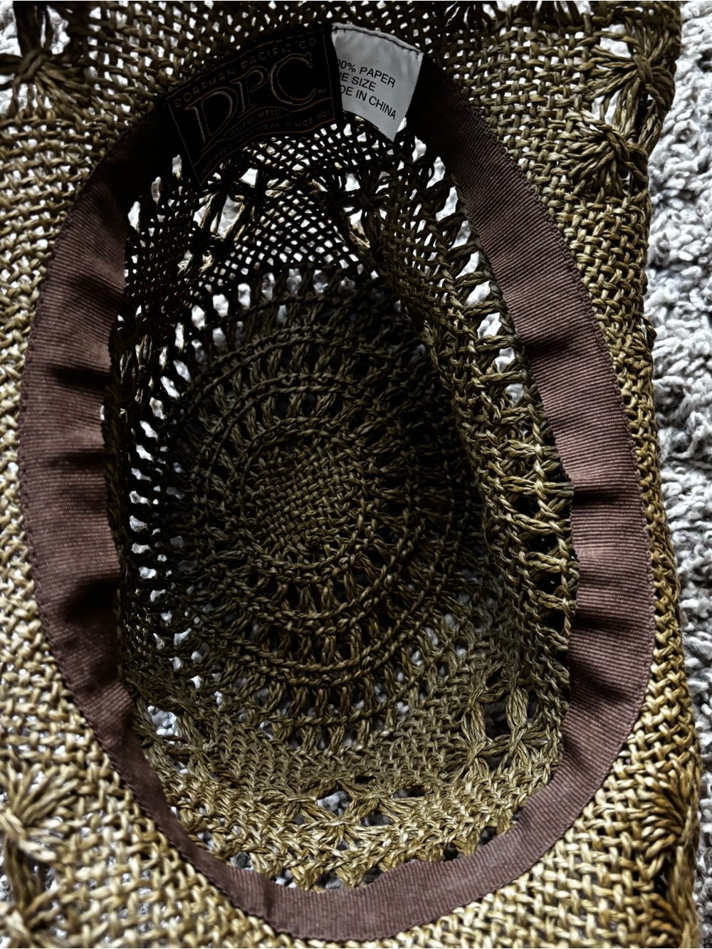 Handwoven Crochet Sun Hat - Natural Tan handmade fixable shape Dorfman Pacific - Picture 4 of 6